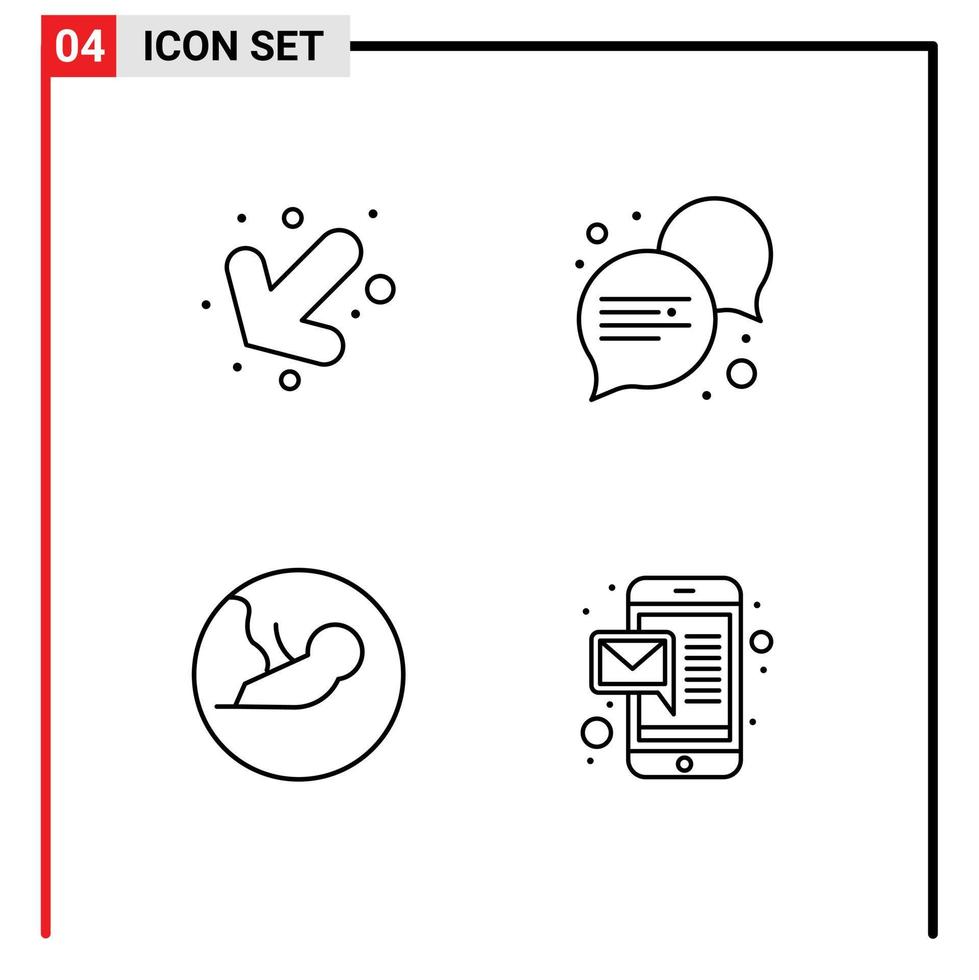 4 Universal Filledline Flat Colors Set for Web and Mobile Applications arrow medical communication baby massage Editable Vector Design Elements