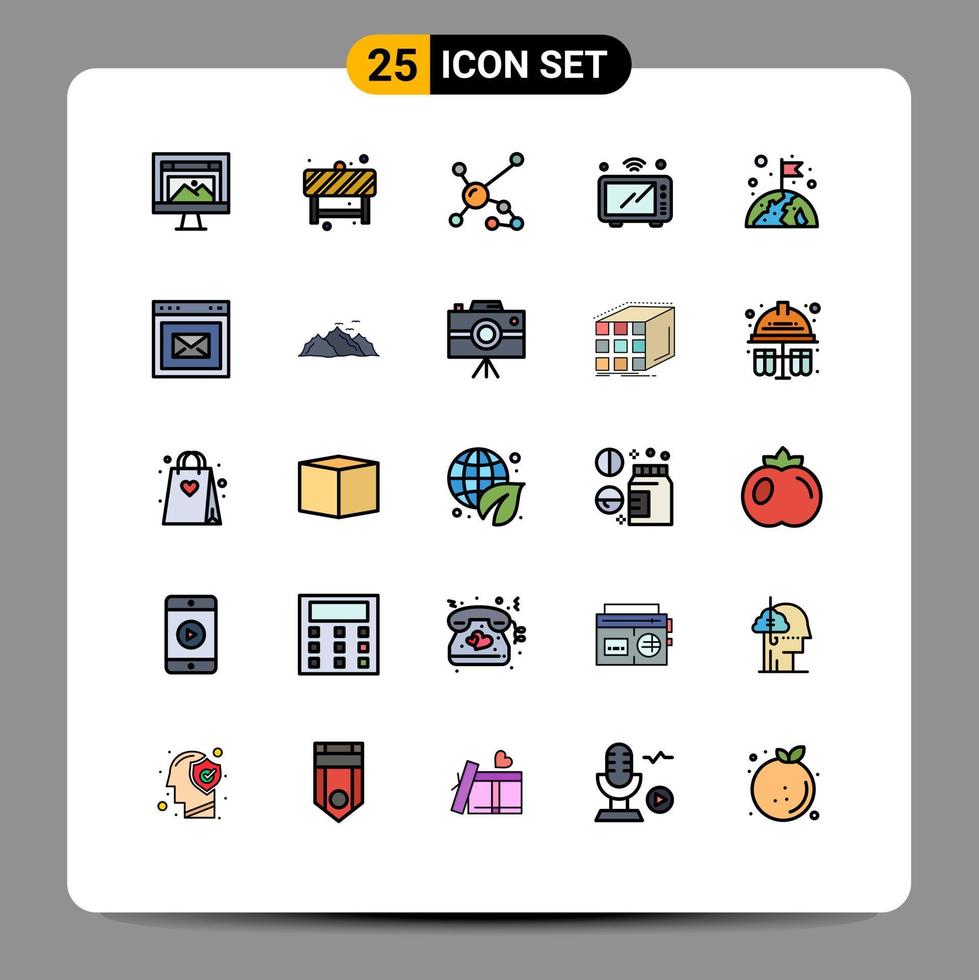 Set of 25 Modern UI Icons Symbols Signs for oven iot sign internet dna Editable Vector Design Elements