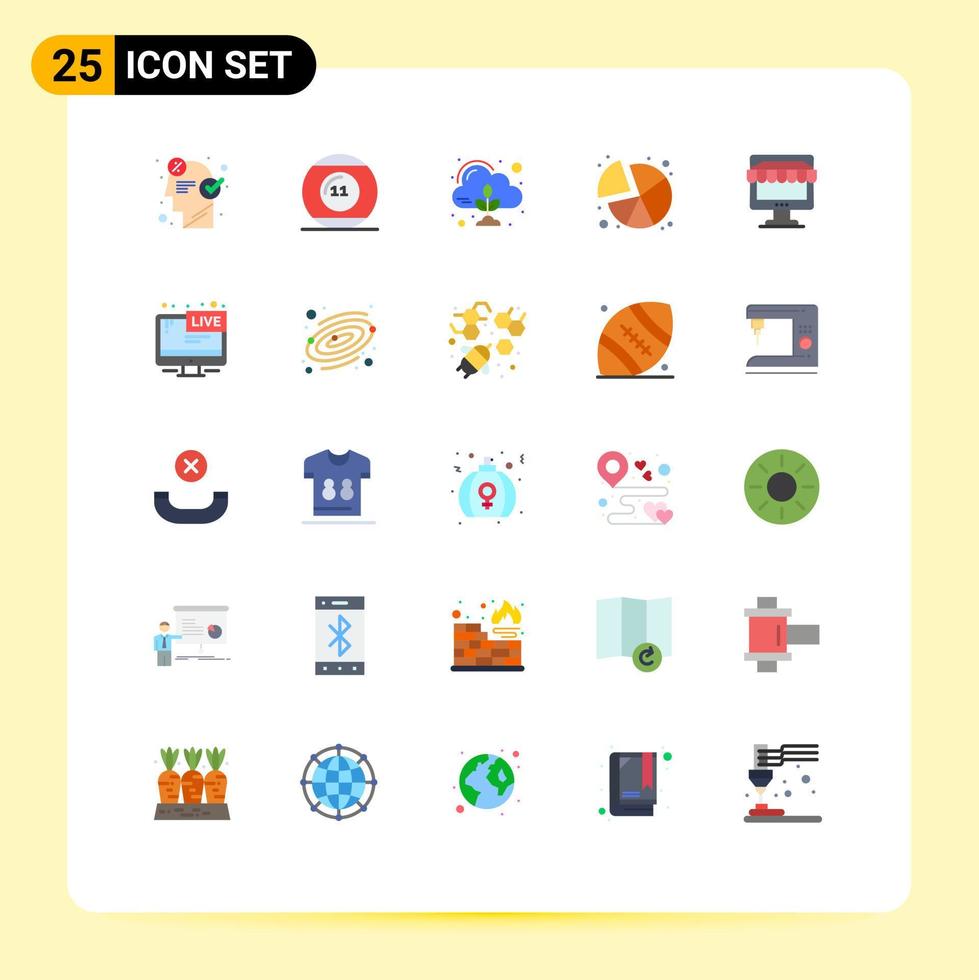 Universal Icon Symbols Group of 25 Modern Flat Colors of graph pie pool chart control Editable Vector Design Elements