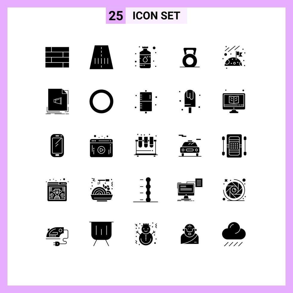 Universal Icon Symbols Group of 25 Modern Solid Glyphs of space flag color lift fitness Editable Vector Design Elements