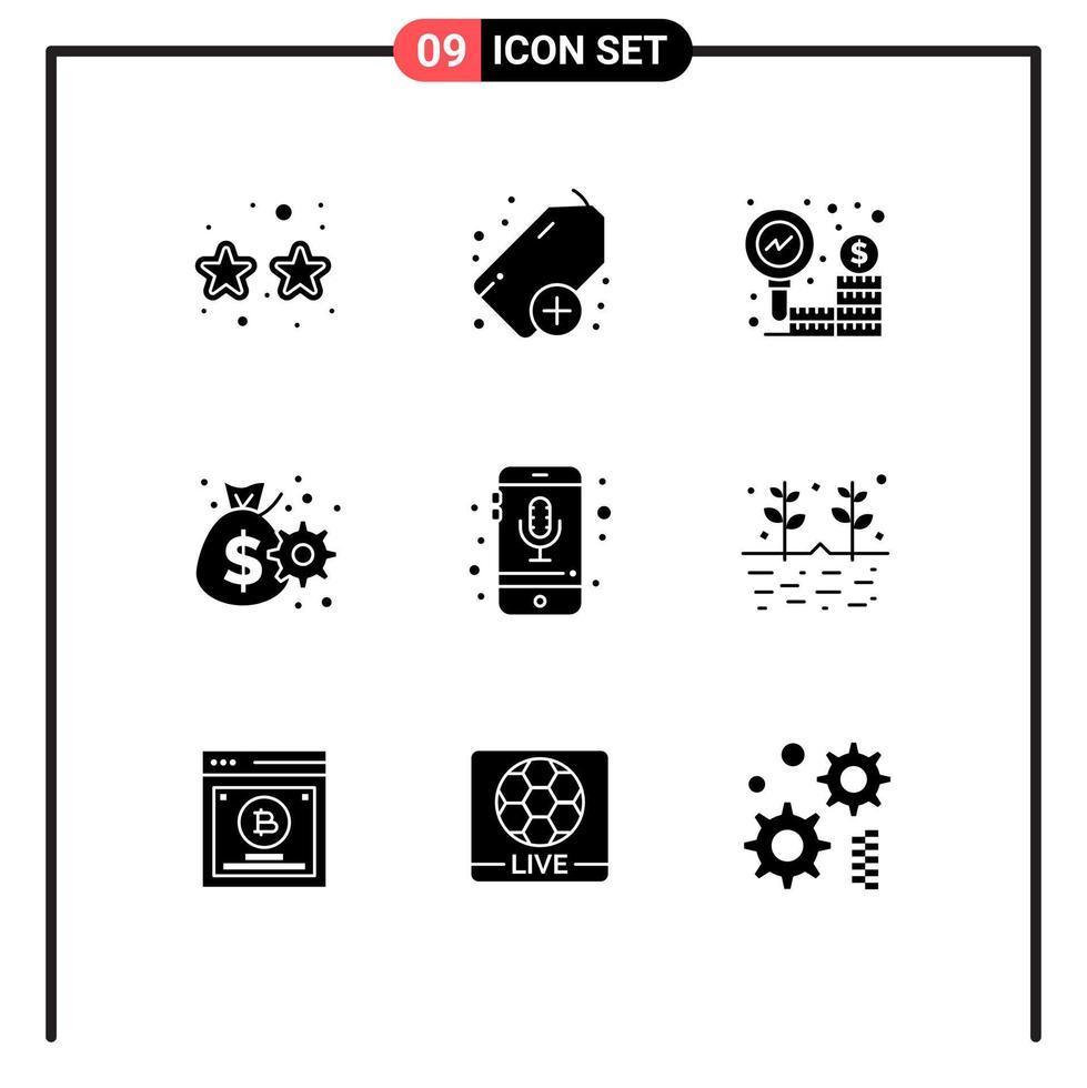 paquete de iconos de vector de stock de 9 signos y símbolos de línea para elementos de diseño de vector editables de efectivo de equipo de financiación de dispositivo de teléfono