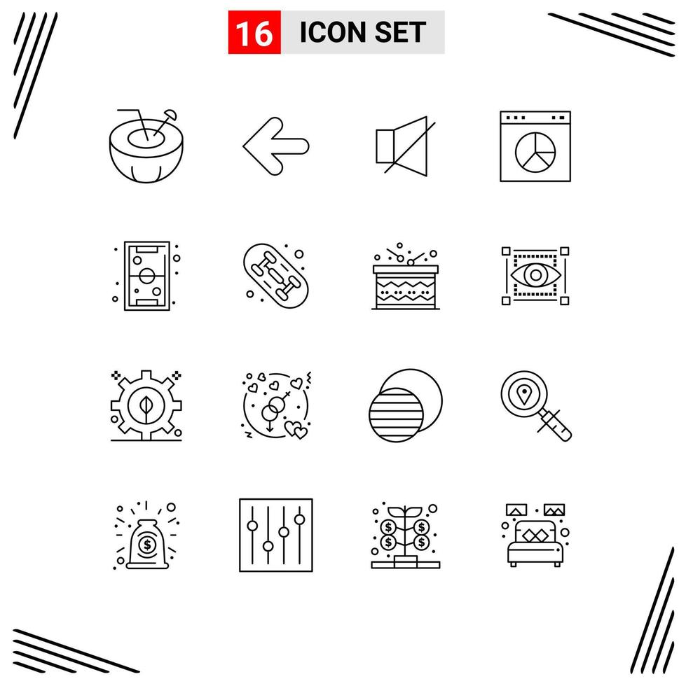 Universal Icon Symbols Group of 16 Modern Outlines of games website bell presentation business Editable Vector Design Elements