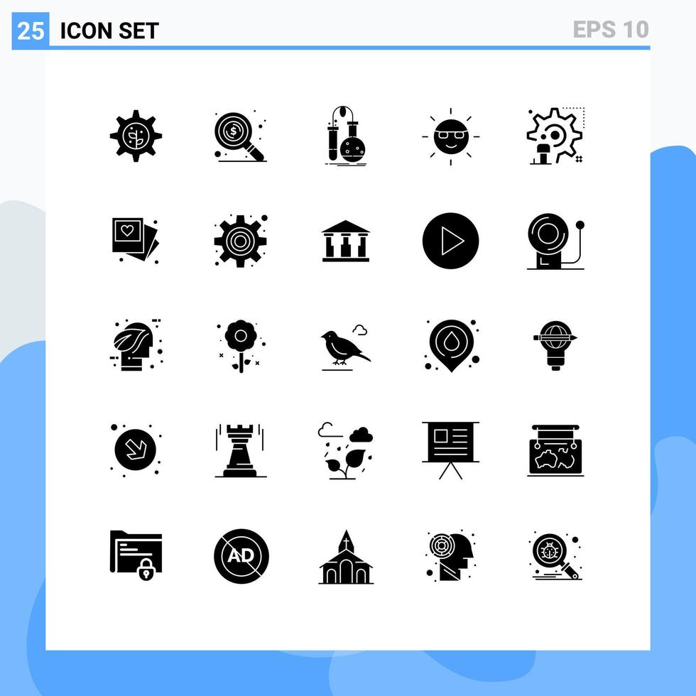 25 Thematic Vector Solid Glyphs and Editable Symbols of user power flask nature energy Editable Vector Design Elements