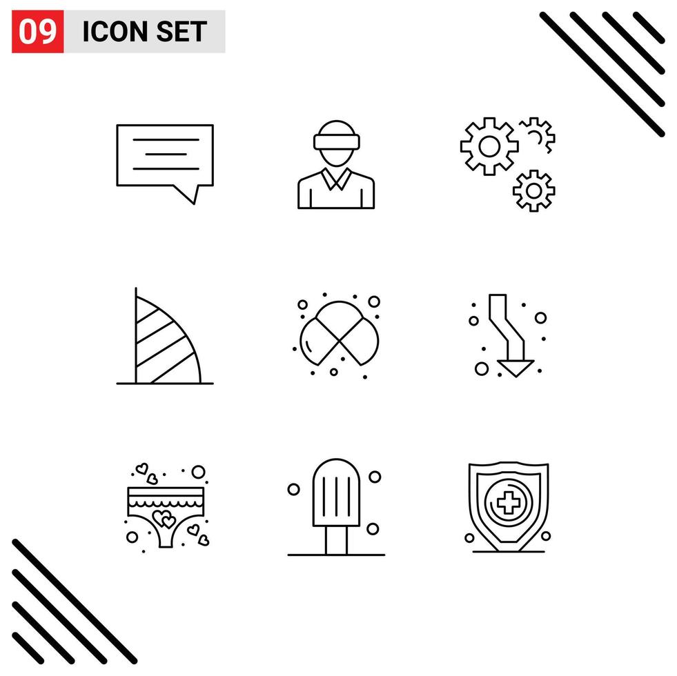Modern Set of 9 Outlines and symbols such as atoms uae monument configuration dubai hotel burj al arab Editable Vector Design Elements