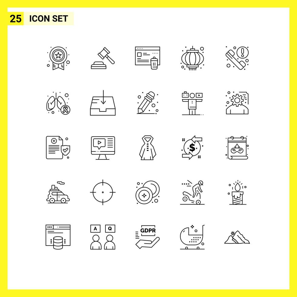 Modern Set of 25 Lines and symbols such as information call folder travel holidays Editable Vector Design Elements