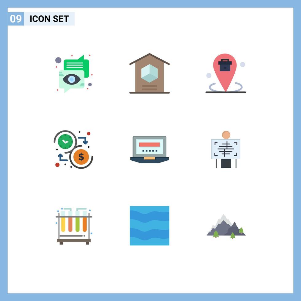 9 Creative Icons Modern Signs and Symbols of money budget product placeholder location Editable Vector Design Elements