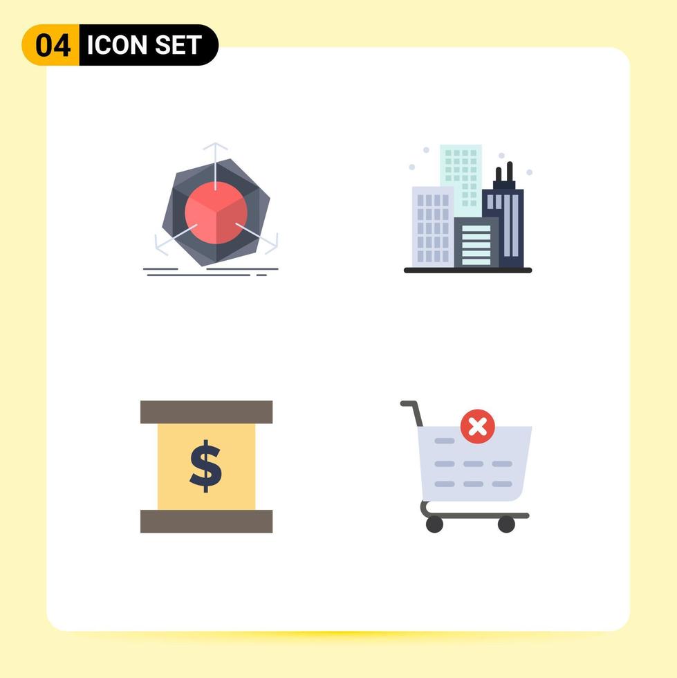 Set of 4 Modern UI Icons Symbols Signs for change presentation object building delete Editable Vector Design Elements