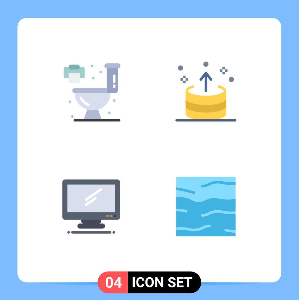 User Interface Pack of 4 Basic Flat Icons of home monitor arrow ui imac Editable Vector Design Elements