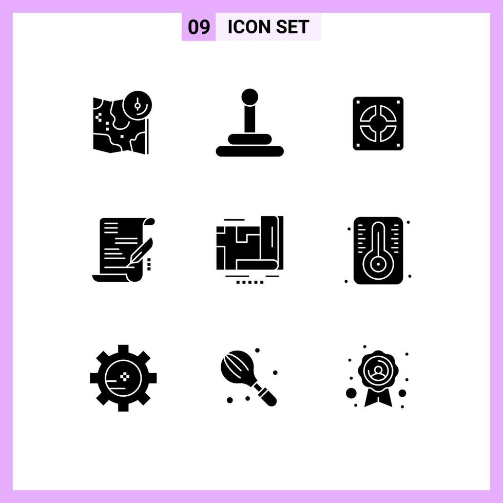 Group of 9 Solid Glyphs Signs and Symbols for navigation location mechanical gps business Editable Vector Design Elements