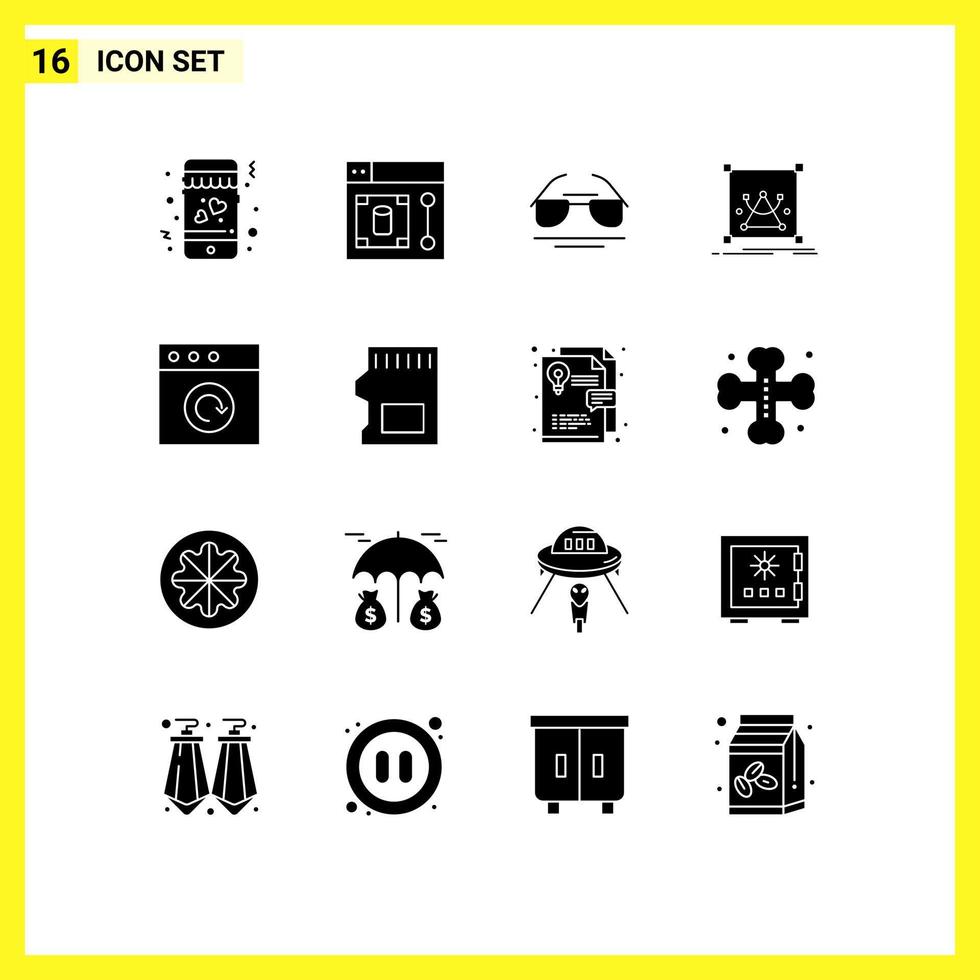 Set of 16 Modern UI Icons Symbols Signs for reload app eye resize editing Editable Vector Design Elements