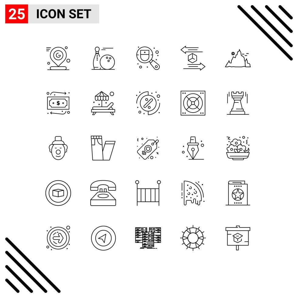 Stock Vector Icon Pack of 25 Line Signs and Symbols for return delivery play box medical Editable Vector Design Elements