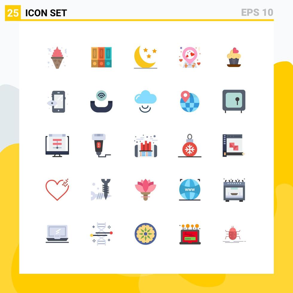 Universal Icon Symbols Group of 25 Modern Flat Colors of cake pin documents love weather Editable Vector Design Elements