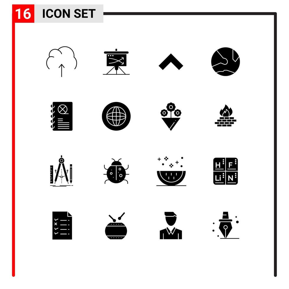 16 Universal Solid Glyph Signs Symbols of social network planning develop forward Editable Vector Design Elements