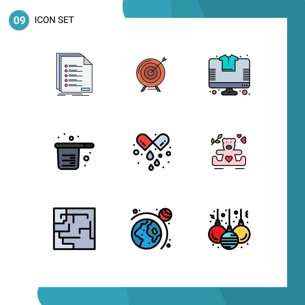 Set of 9 Modern UI Icons Symbols Signs for cook tshirt business store online Editable Vector Design Elements