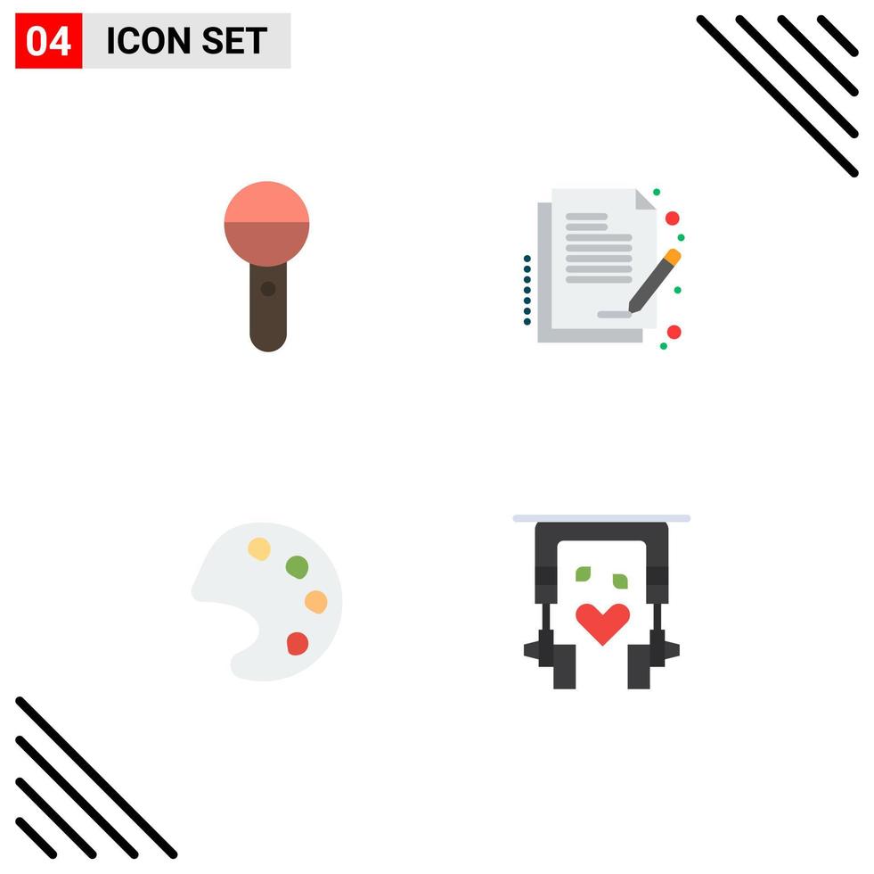 4 iconos planos universales firman símbolos de herramientas de papel de prensa de color multimedia elementos de diseño vectorial editables vector
