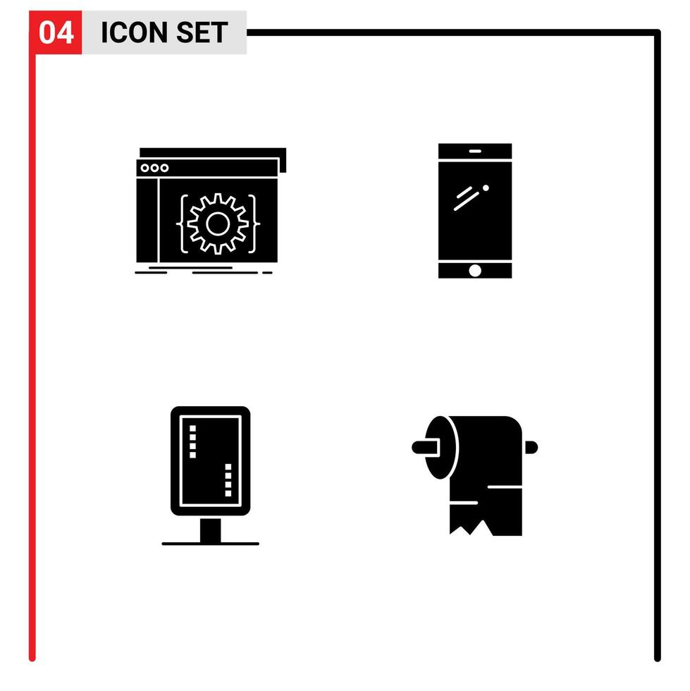 Solid Glyph Pack of 4 Universal Symbols of api samsung developer smart phone branding Editable Vector Design Elements