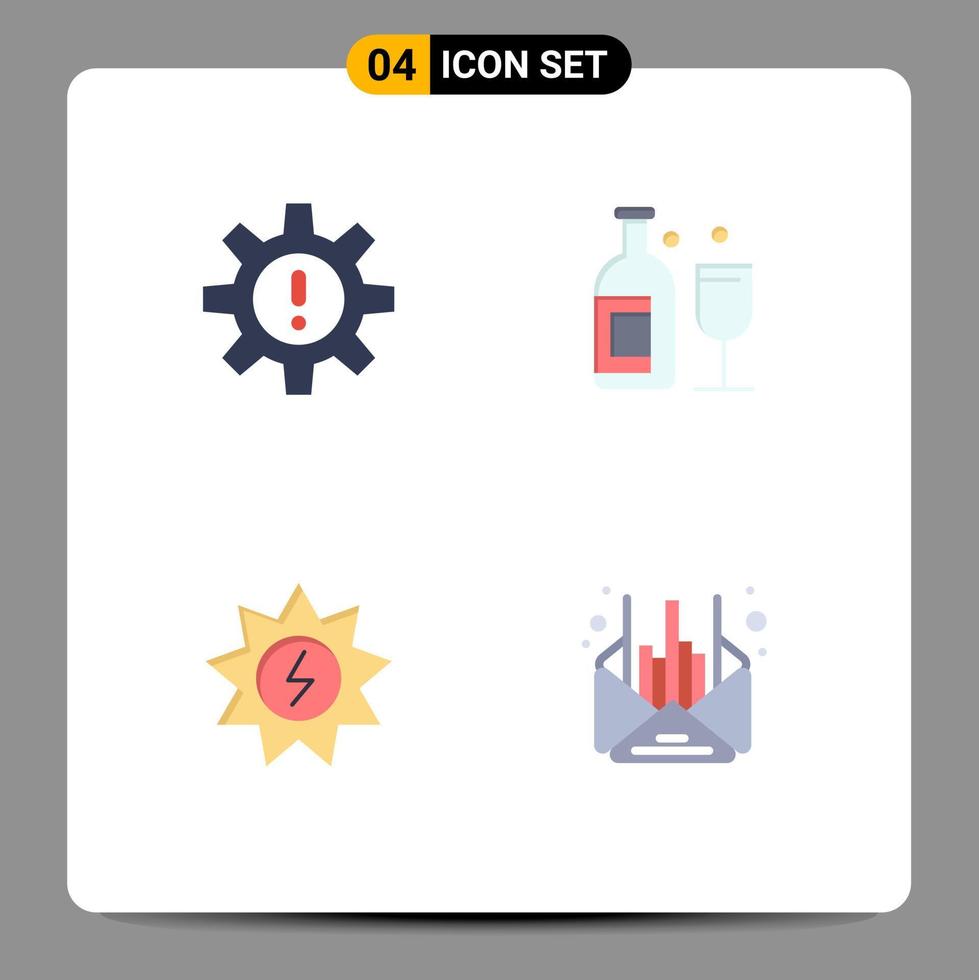 Pack of 4 Modern Flat Icons Signs and Symbols for Web Print Media such as hr energy resources bar energy Editable Vector Design Elements