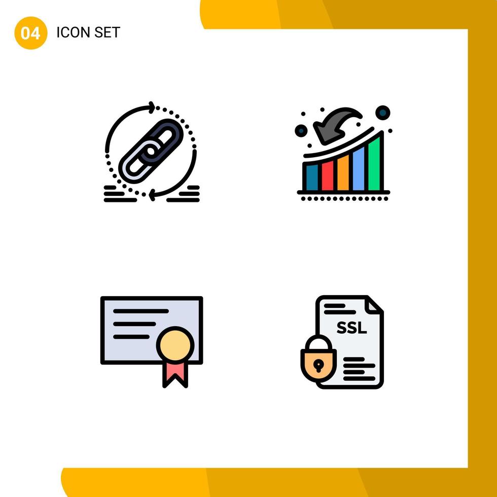 Stock Vector Icon Pack of 4 Line Signs and Symbols for link loss website down diploma Editable Vector Design Elements