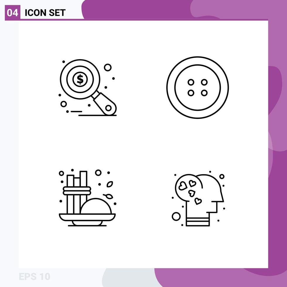 4 User Interface Line Pack of modern Signs and Symbols of research seasoning tax monitoring cinnamon emotion Editable Vector Design Elements