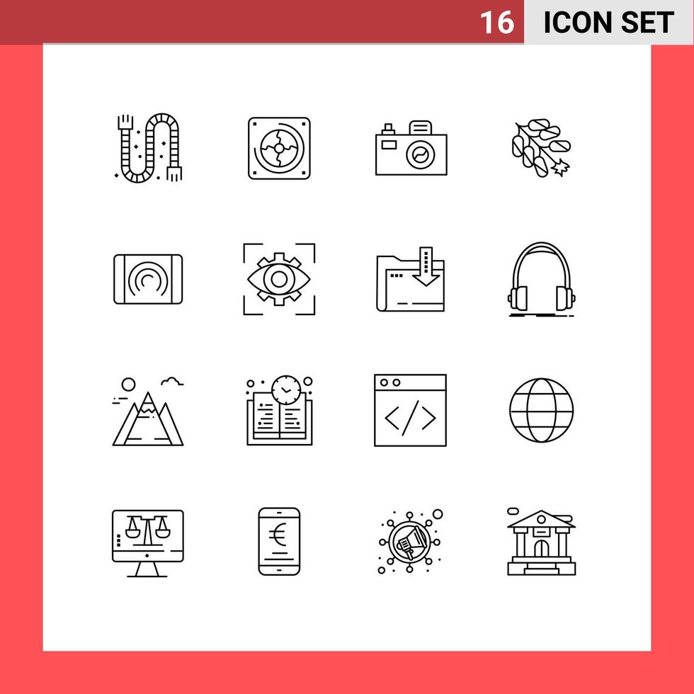 Outline Pack of 16 Universal Symbols of touch interaction camera firecracker china Editable Vector Design Elements