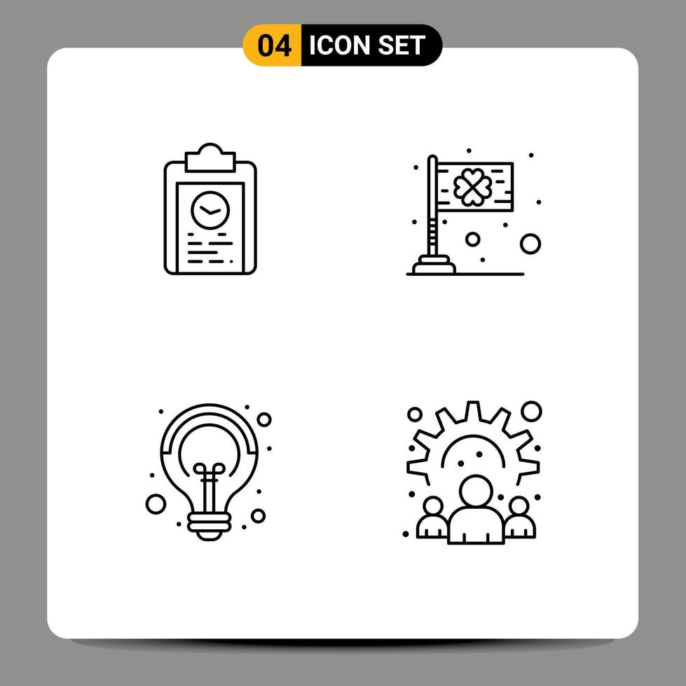 Mobile Interface Line Set of 4 Pictograms of clipboard saint progress festival creative Editable Vector Design Elements