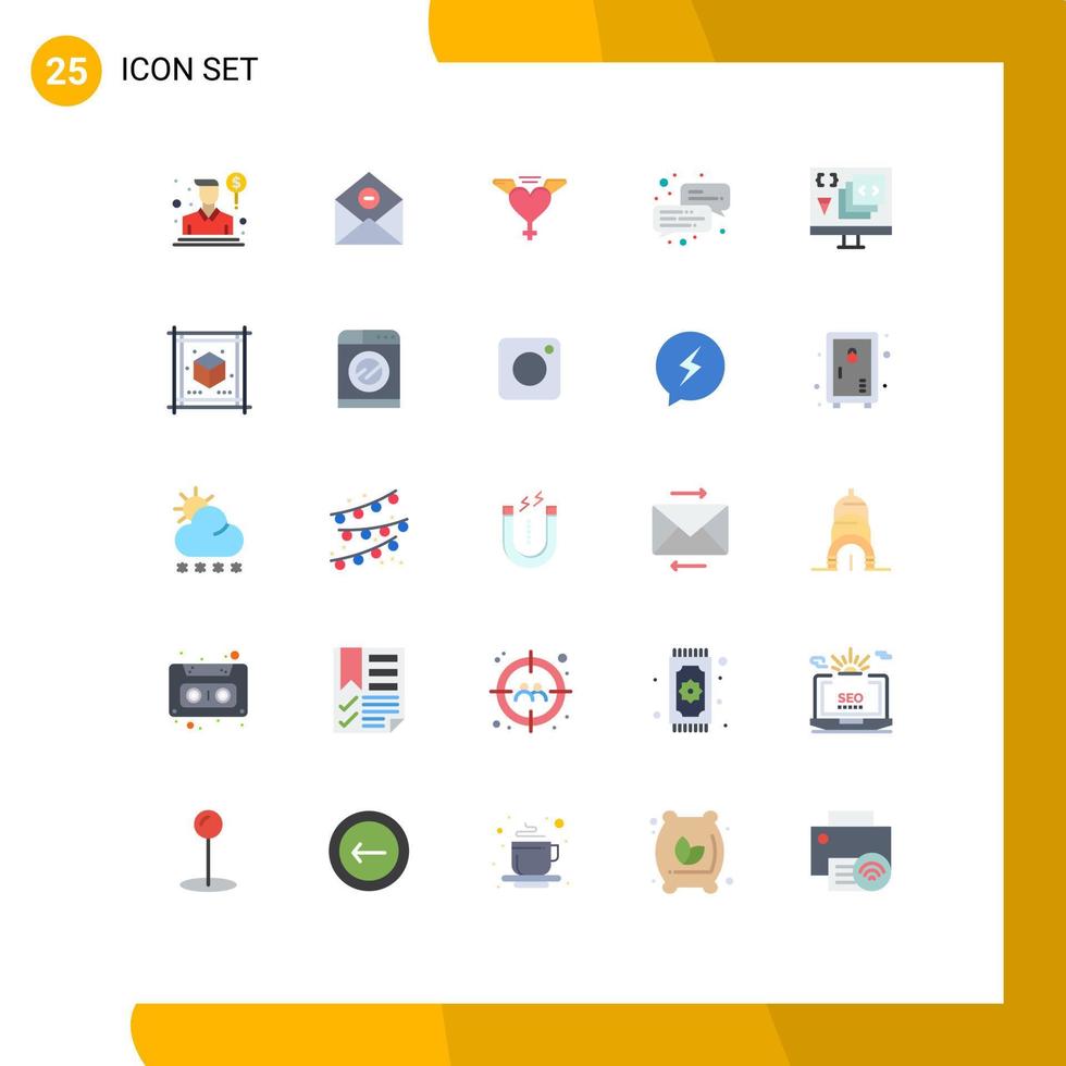 Modern Set of 25 Flat Colors Pictograph of develop app email office business Editable Vector Design Elements