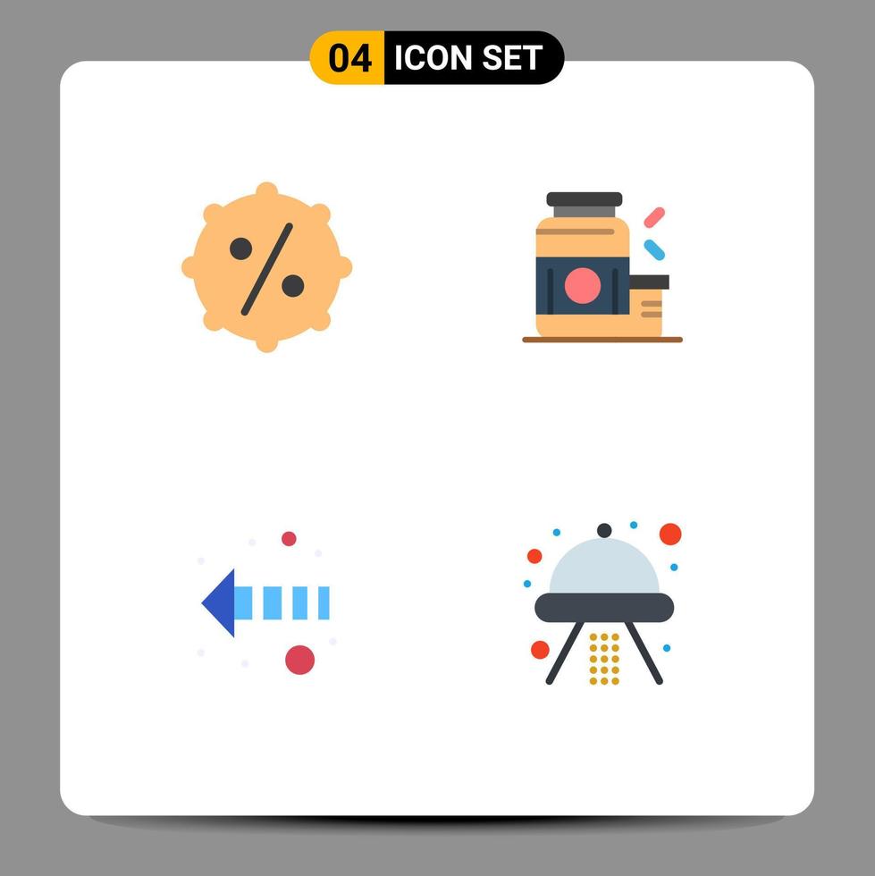 Set of 4 Modern UI Icons Symbols Signs for discount direction bodybuilding sports craft Editable Vector Design Elements