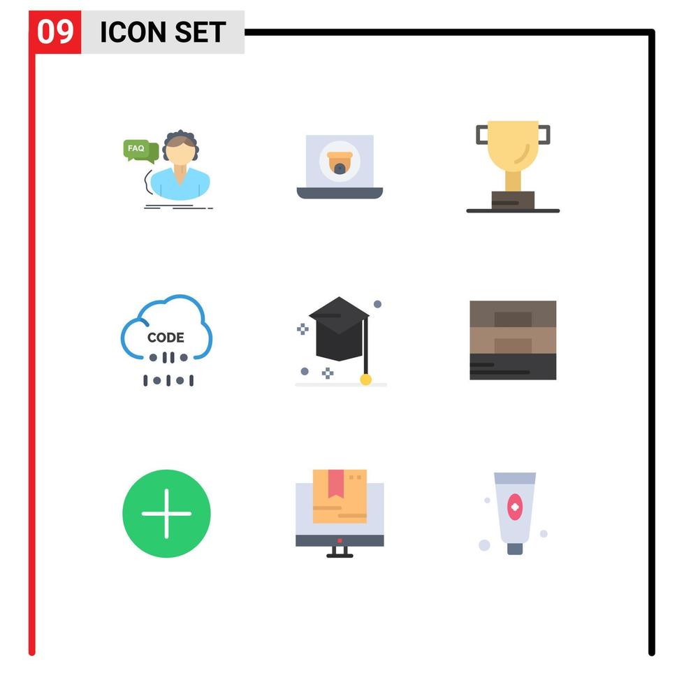 9 Universal Flat Colors Set for Web and Mobile Applications degree programming camera development coding Editable Vector Design Elements