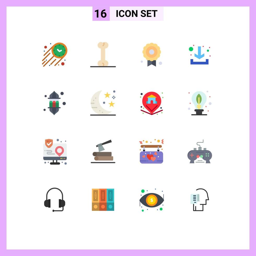 Universal Icon Symbols Group of 16 Modern Flat Colors of bar lamp quality ramadan lantern Editable Pack of Creative Vector Design Elements