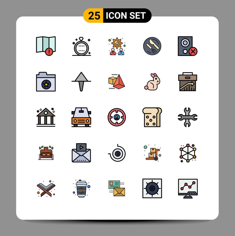 Set of 25 Modern UI Icons Symbols Signs for gadget computers management knife dish Editable Vector Design Elements