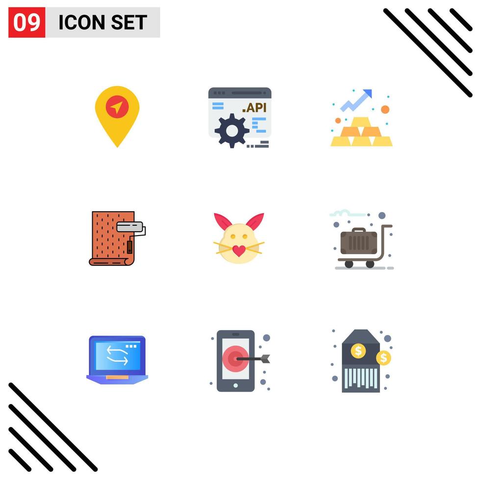 Set of 9 Vector Flat Colors on Grid for love rabbit money wallpaper design Editable Vector Design Elements