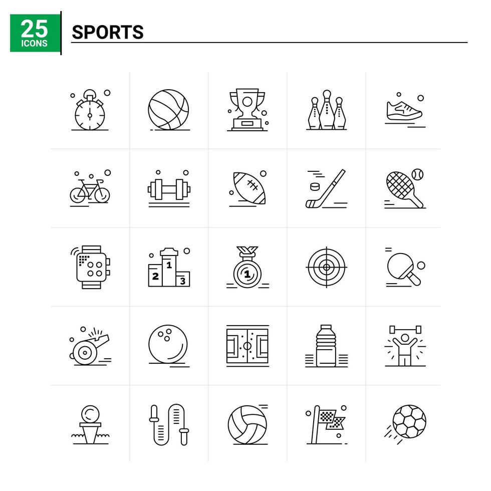 25 Sports icon set vector background