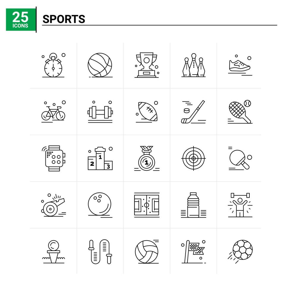 25 deportes conjunto de iconos de fondo vectorial vector