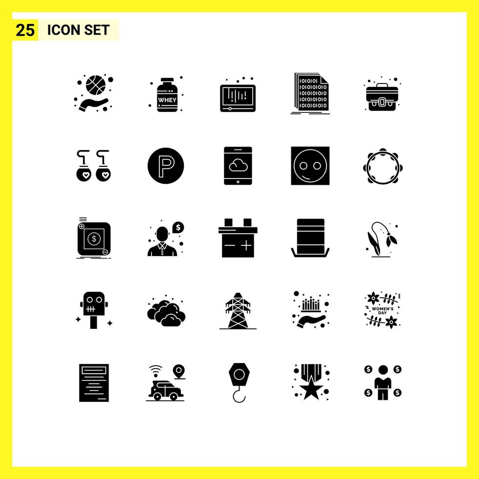 25 iconos creativos signos y símbolos modernos de código de datos elementos de diseño de vectores editables sociales binarios de suero