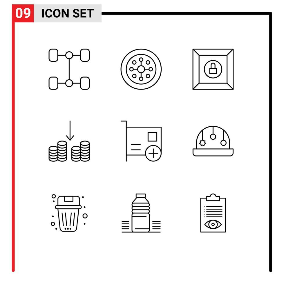 User Interface Pack of 9 Basic Outlines of baby devices product computers add Editable Vector Design Elements