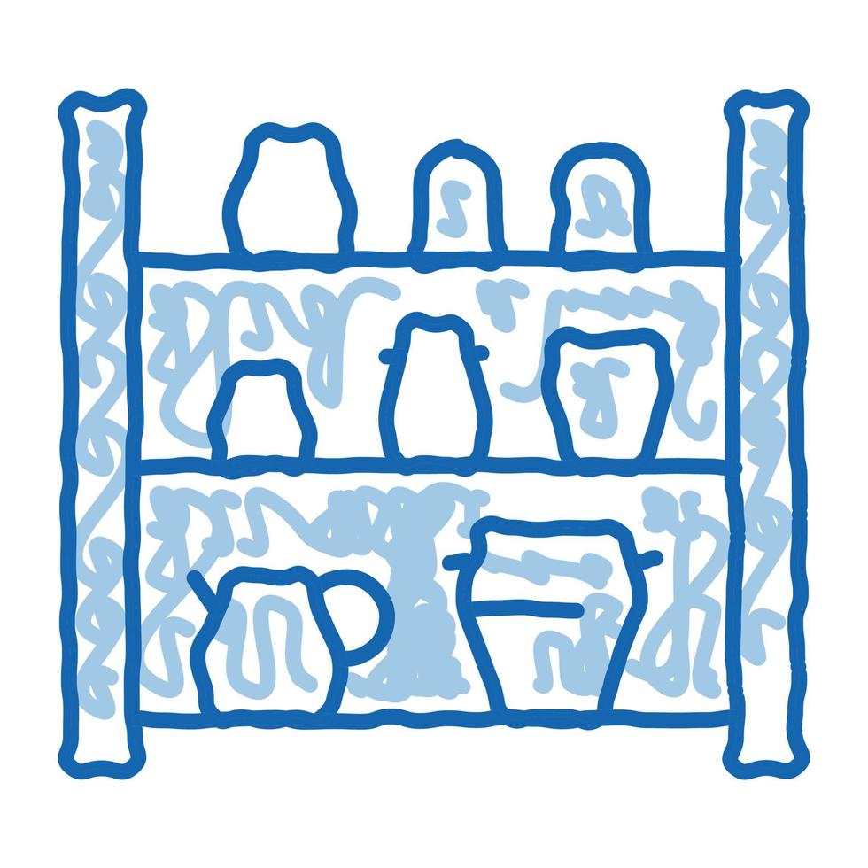 cupboard with clay products doodle icon hand drawn illustration vector