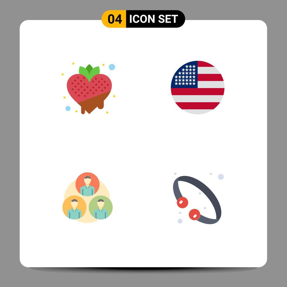4 Thematic Vector Flat Icons and Editable Symbols of food staff vegetarian flag clone Editable Vector Design Elements