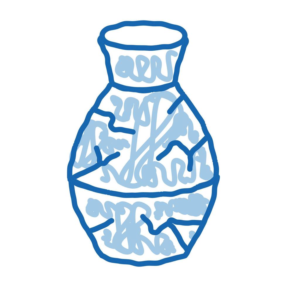 broken clay vase doodle icon hand drawn illustration vector