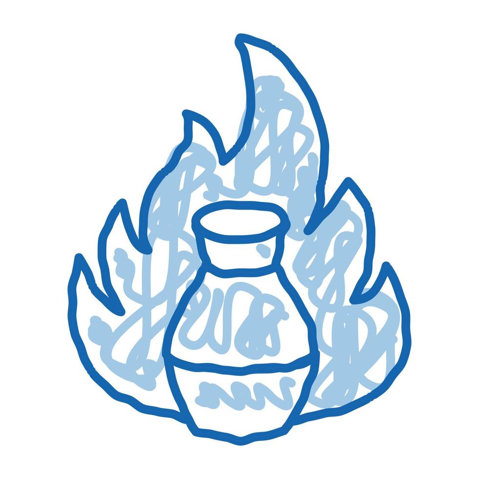 clay vase on fire doodle icon hand drawn illustration vector