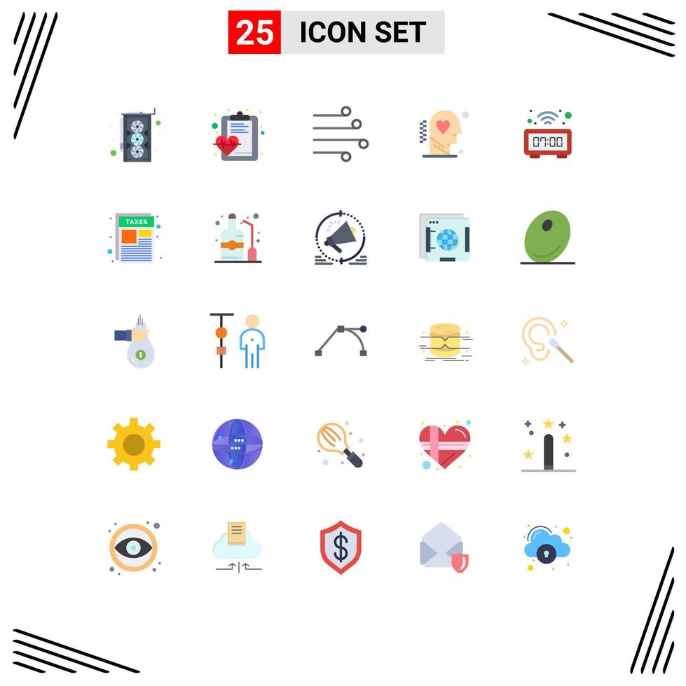 paquete de iconos vectoriales de stock de 25 signos y símbolos de línea para elementos de diseño vectorial editables del cerebro del amor del proceso del reloj vector