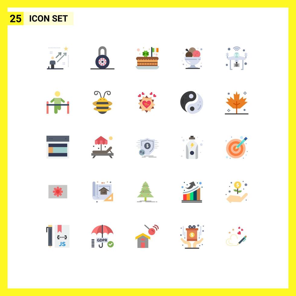 Group of 25 Modern Flat Colors Set for restaurant food cake dessert patrick Editable Vector Design Elements