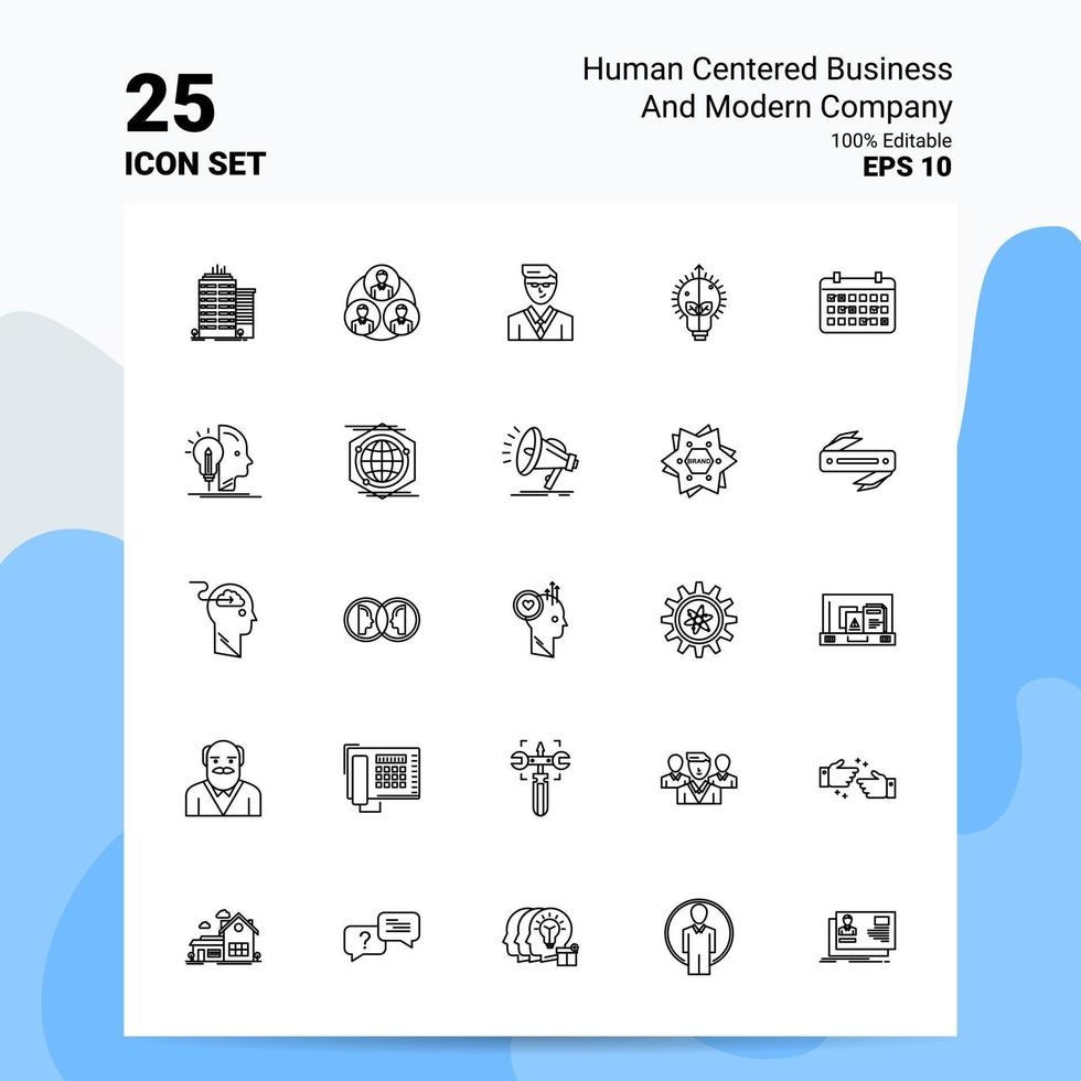 25 Human centered Business and Modern company Icon Set 100 Editable EPS 10 Files Business Logo Concept Ideas Line icon design vector