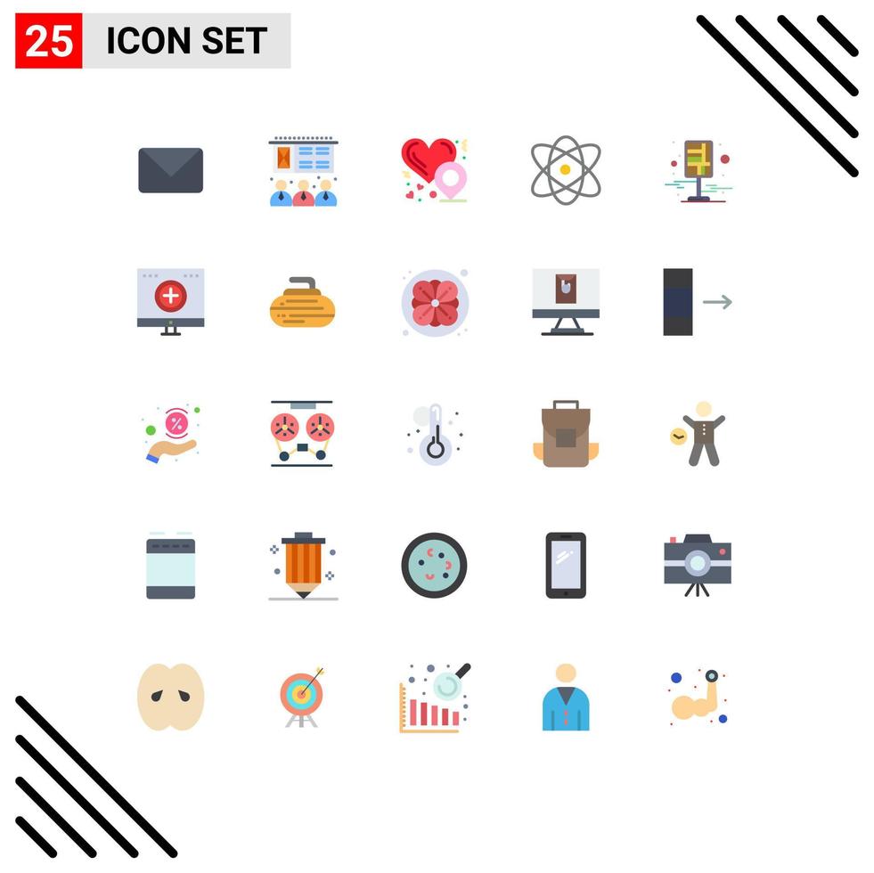 Set of 25 Modern UI Icons Symbols Signs for pin destination love city physics Editable Vector Design Elements