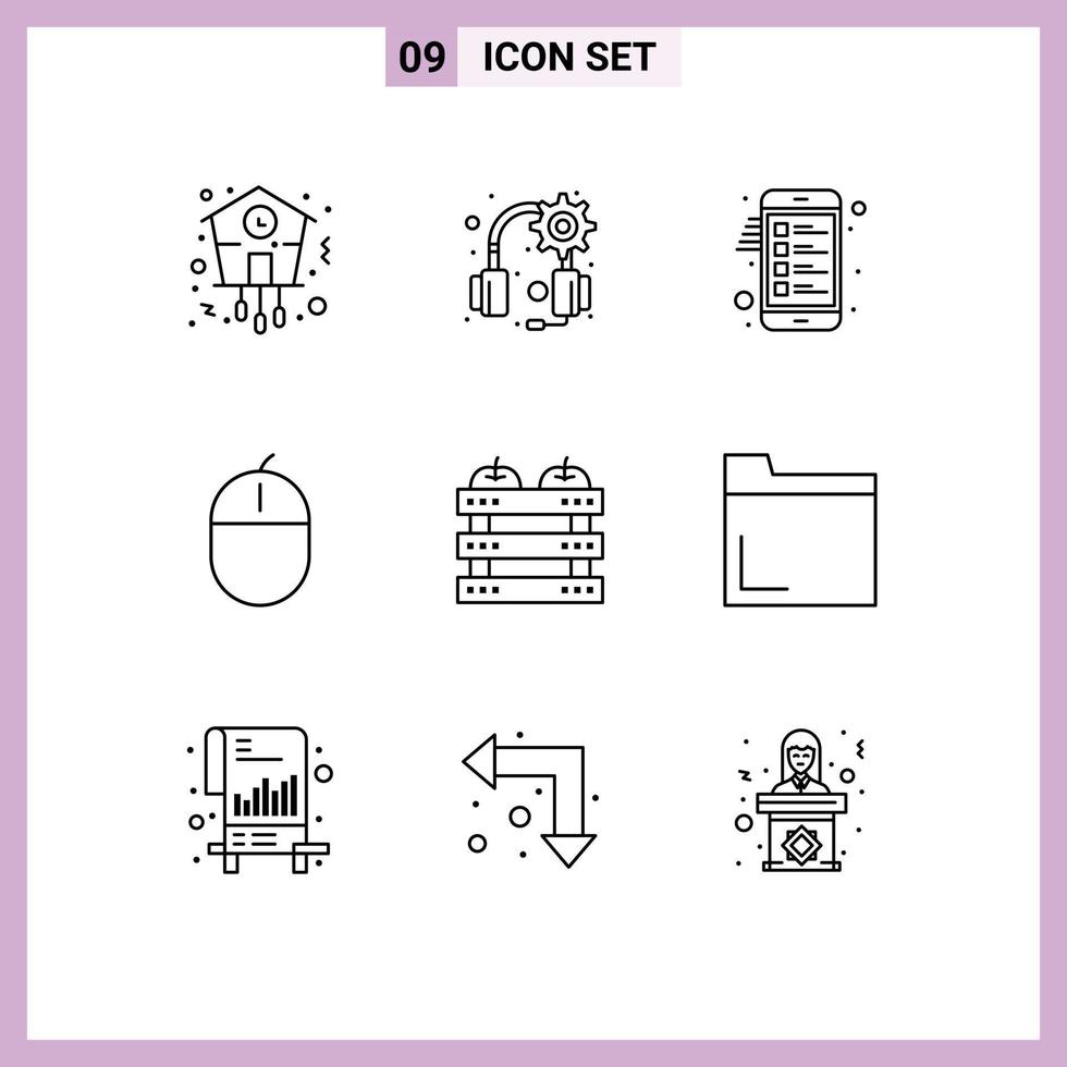Set of 9 Vector Outlines on Grid for apple hardware checklist gadget computers Editable Vector Design Elements