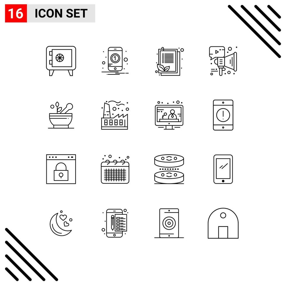 16 Creative Icons Modern Signs and Symbols of soup medical clipboard speaker marketing Editable Vector Design Elements