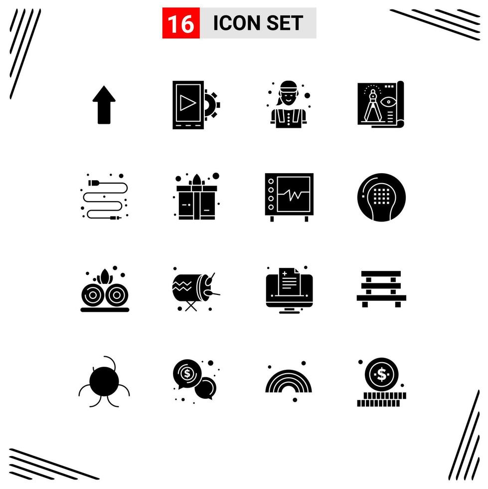 16 Creative Icons Modern Signs and Symbols of data blue print female engineer paper document Editable Vector Design Elements
