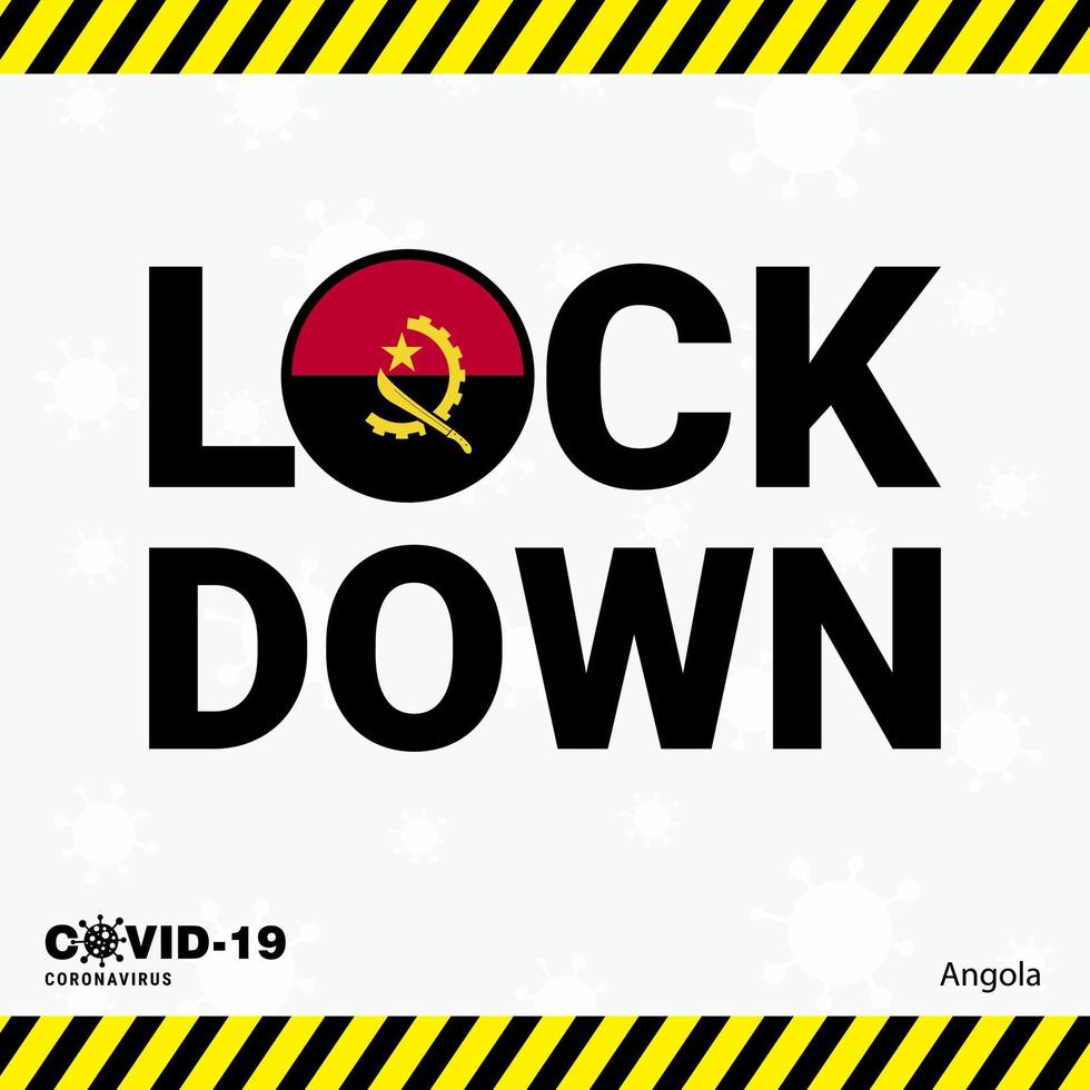 Coronavirus Angola Lock DOwn Typography with country flag Coronavirus pandemic Lock Down Design vector