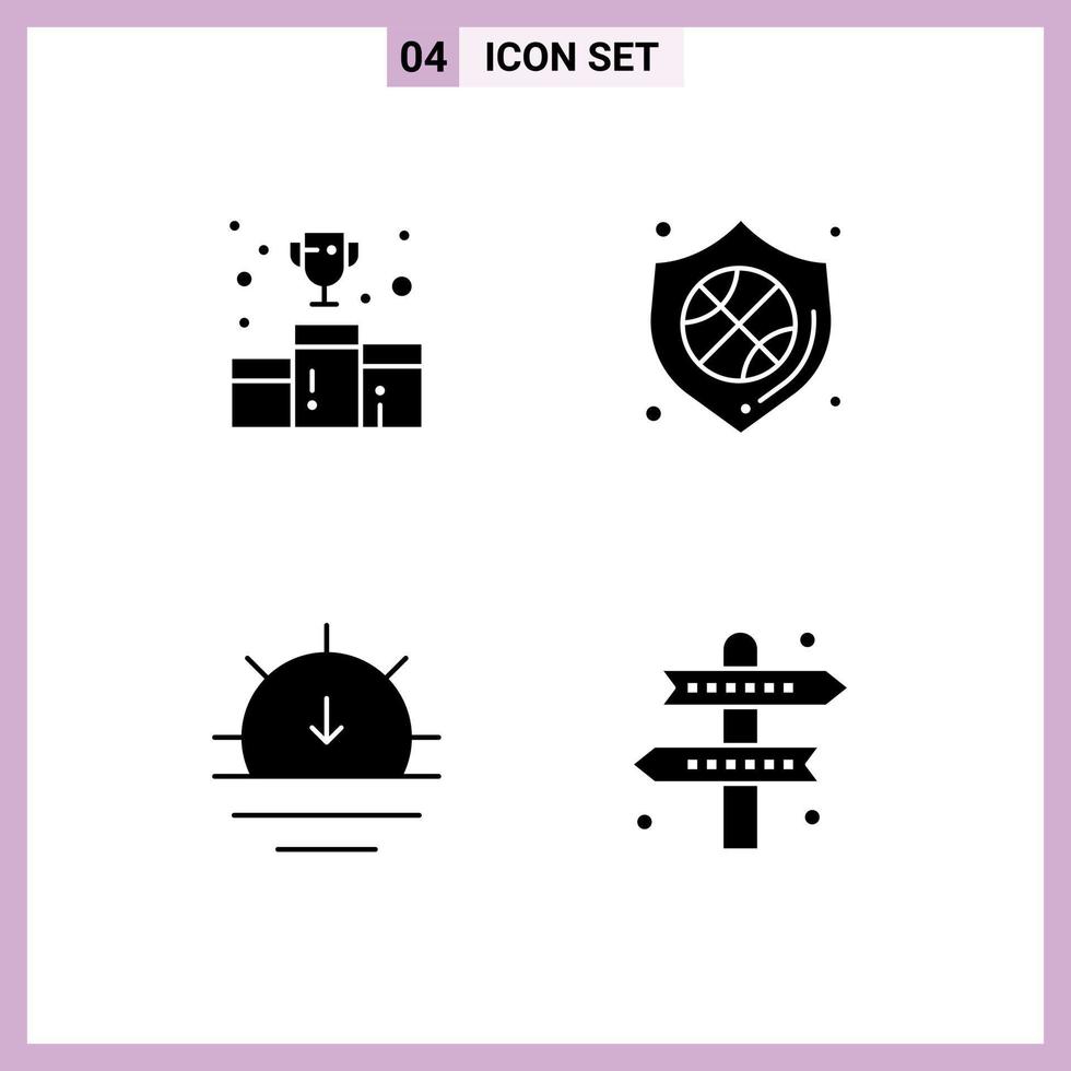 Universal Icon Symbols Group of Modern Solid Glyphs of award nature medal security sunset Editable Vector Design Elements