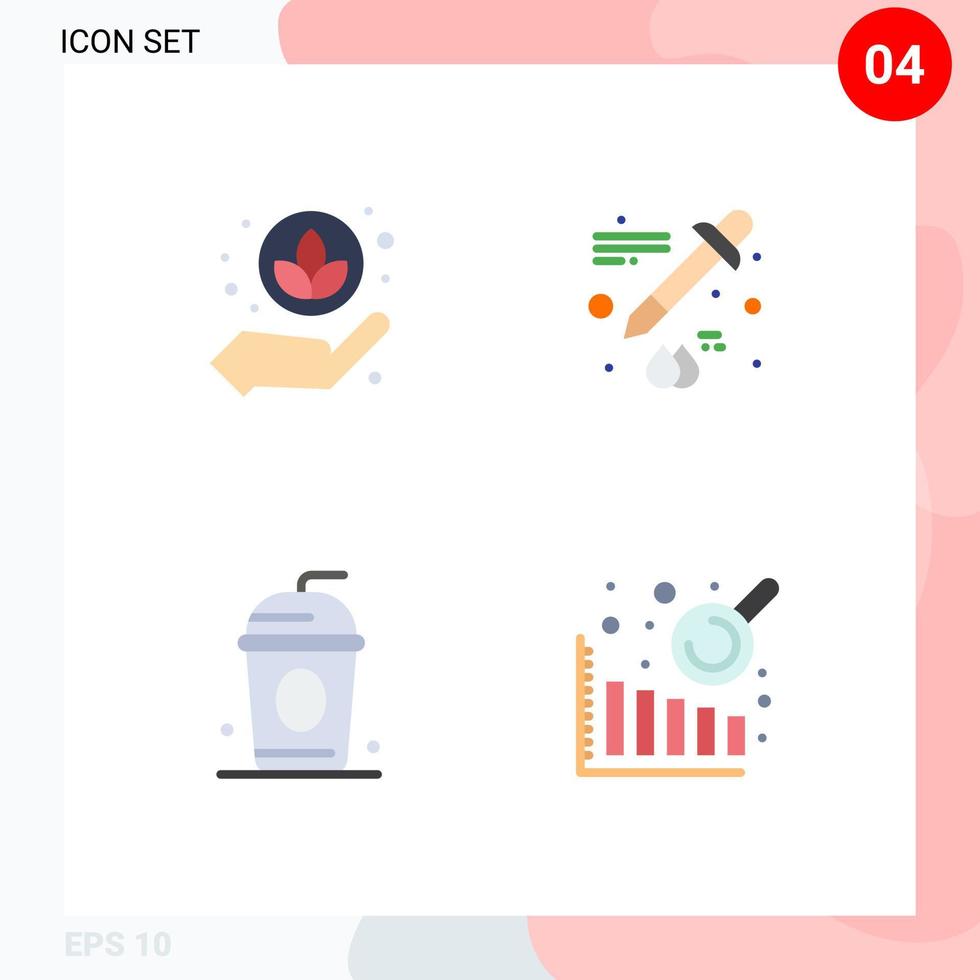 Pack of 4 creative Flat Icons of plant business intelligence color cola 5 Editable Vector Design Elements