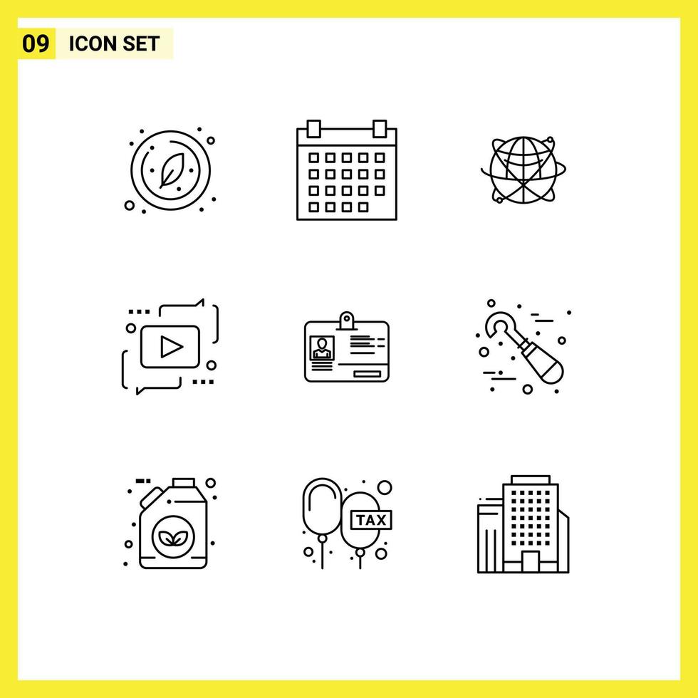 Universal Icon Symbols Group of 9 Modern Outlines of marketing advertising globe world internet Editable Vector Design Elements